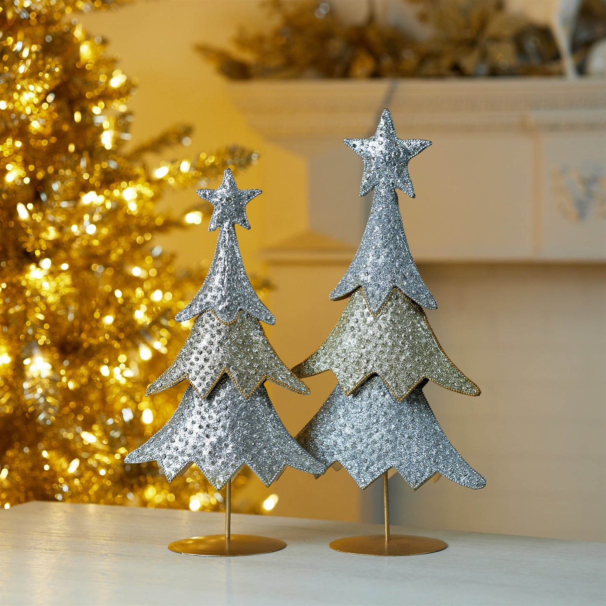 Jeweled metal christmas tree (set of 2)