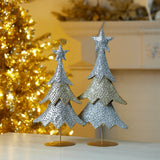 Jeweled metal christmas tree (set of 2)