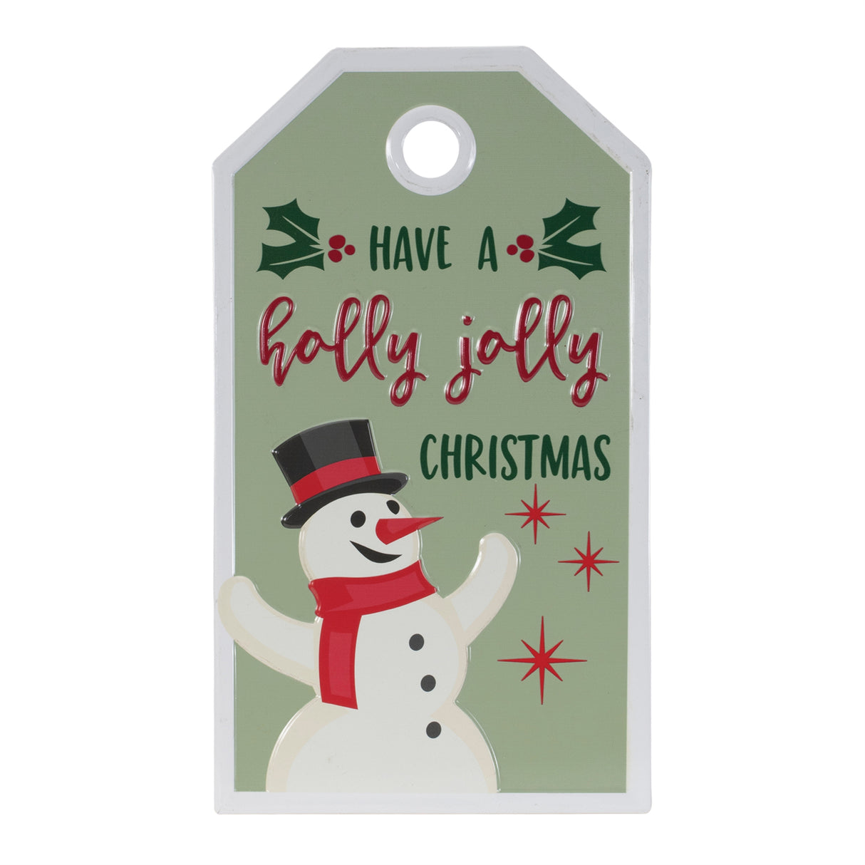 Metal snowman christmas sentiment tag 16"h