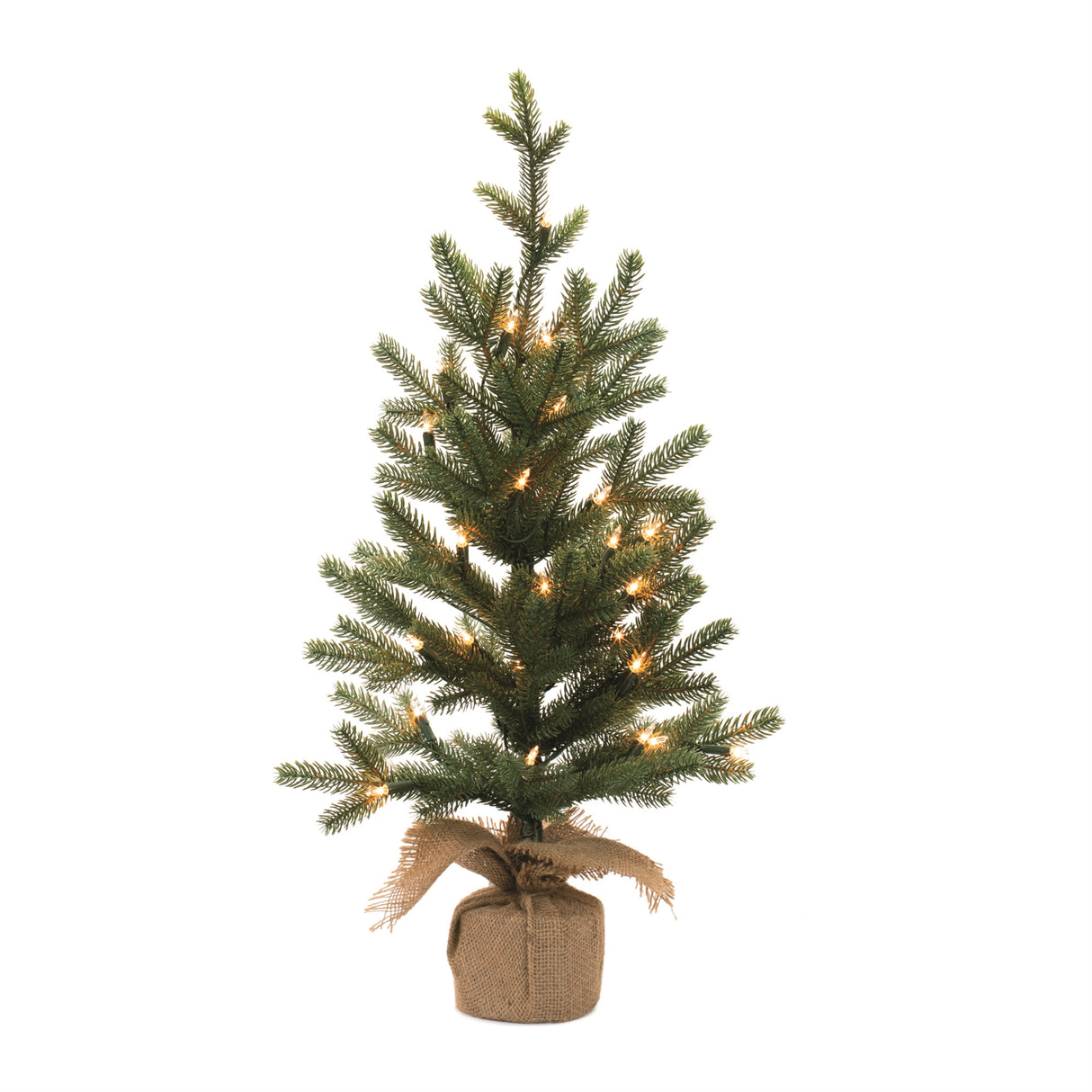 Led pine tree with burlap base 27"h
