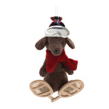 Plush ski and snowboard dog ornament (set of 6)