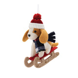 Plush ski and sled dog ornament (set of 6)