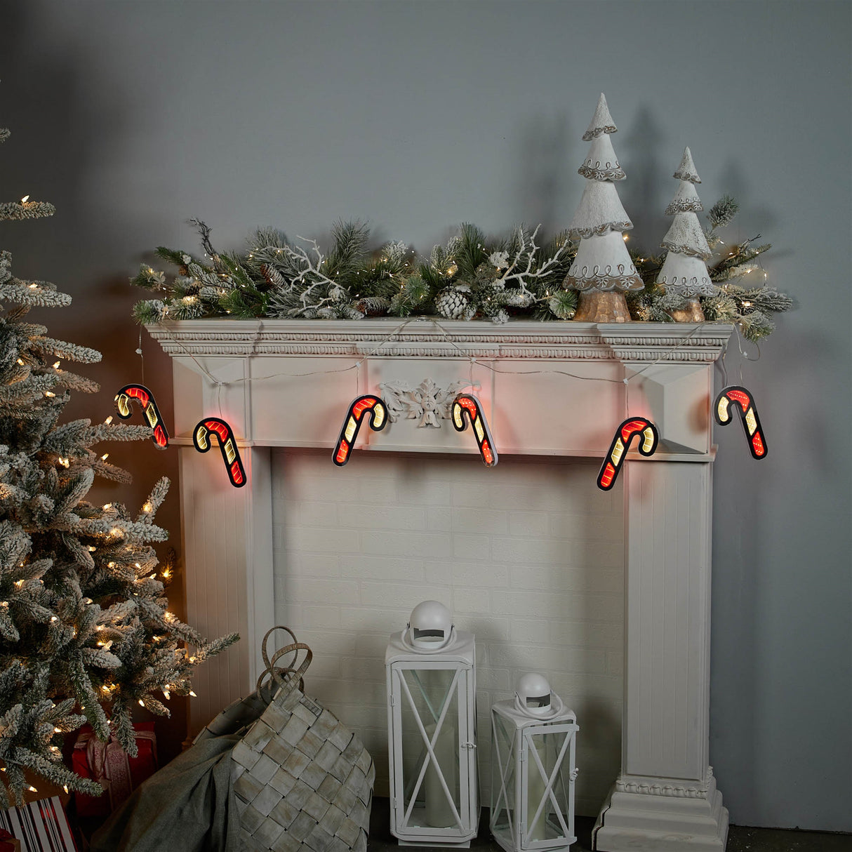 Candy cane ekkolight garland 68"l