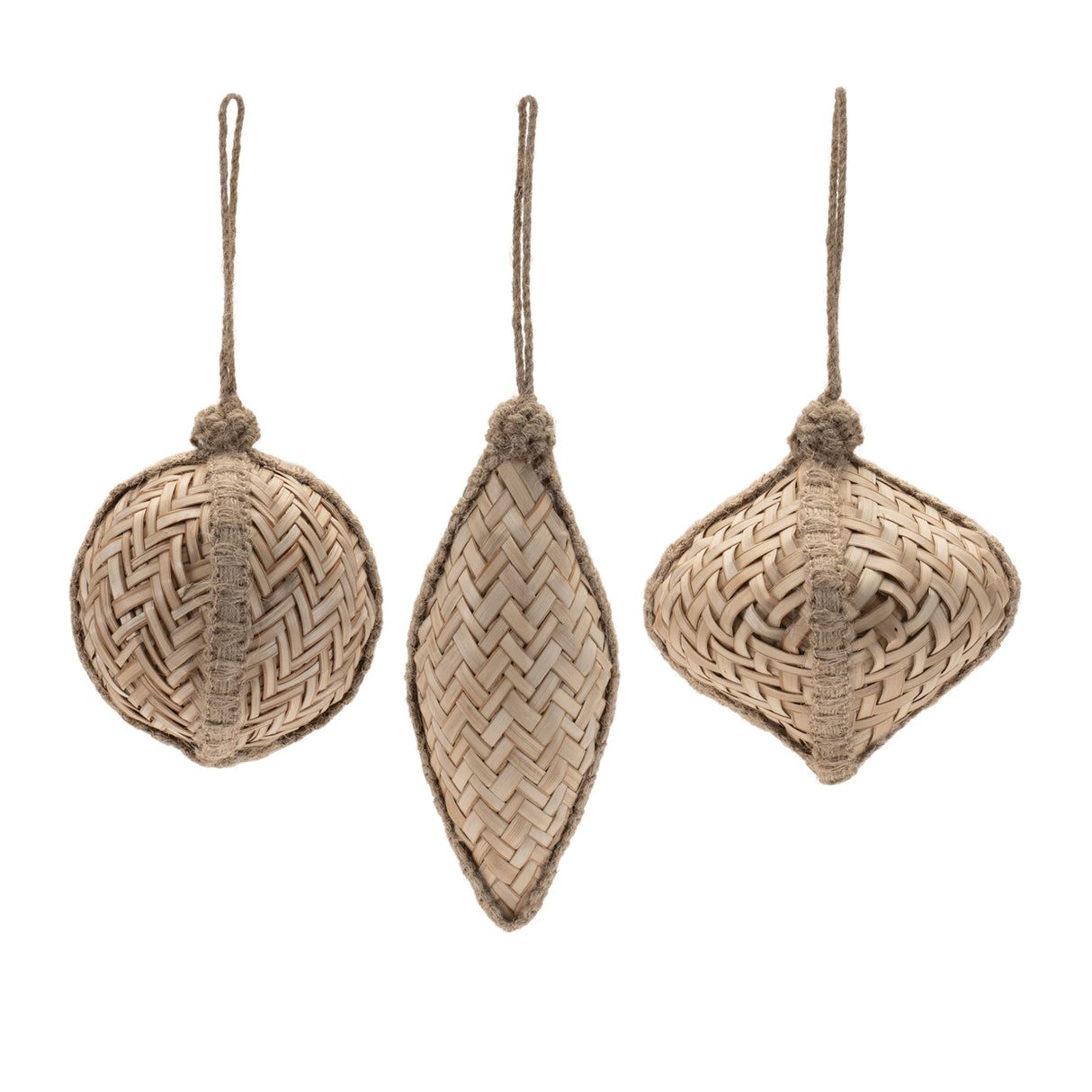 Woven bamboo ornament (set of 6)