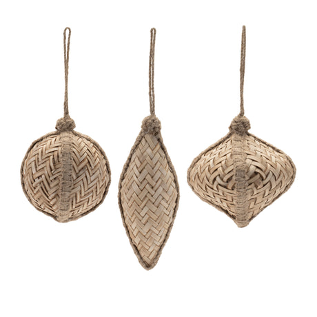 Woven bamboo ornament (set of 6)