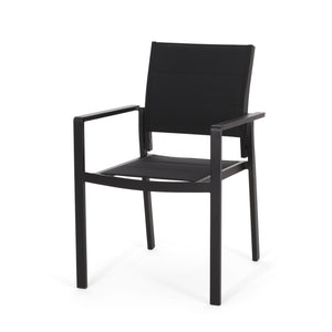Baird - Outdoor Mesh And Aluminum Dining Chairs - Black