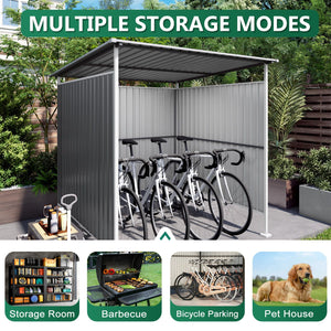 Outdoor Pergola, Bike Storage Shed, Grill Gazebo For Patio - Gray