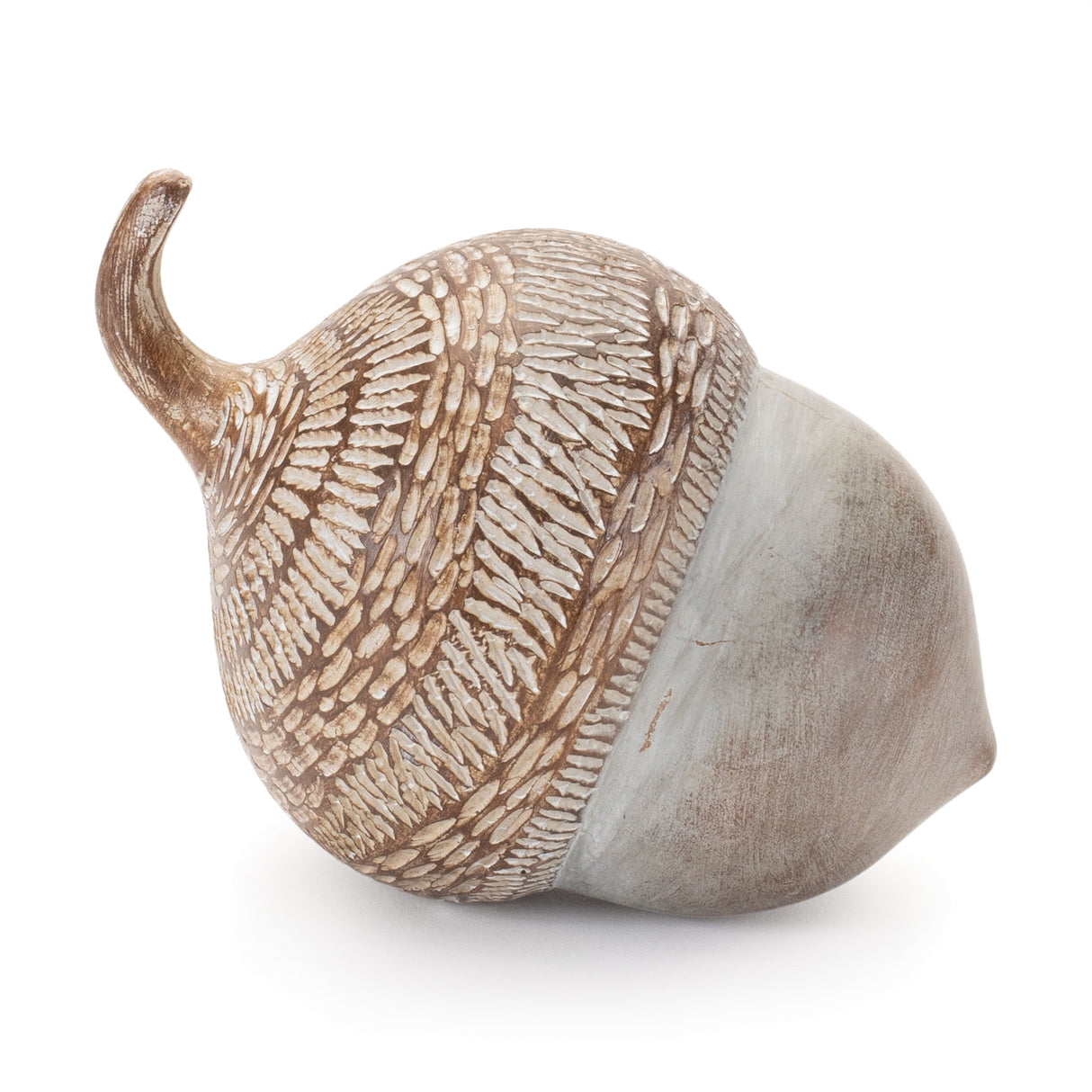 White washed etched acorn (set of 6)