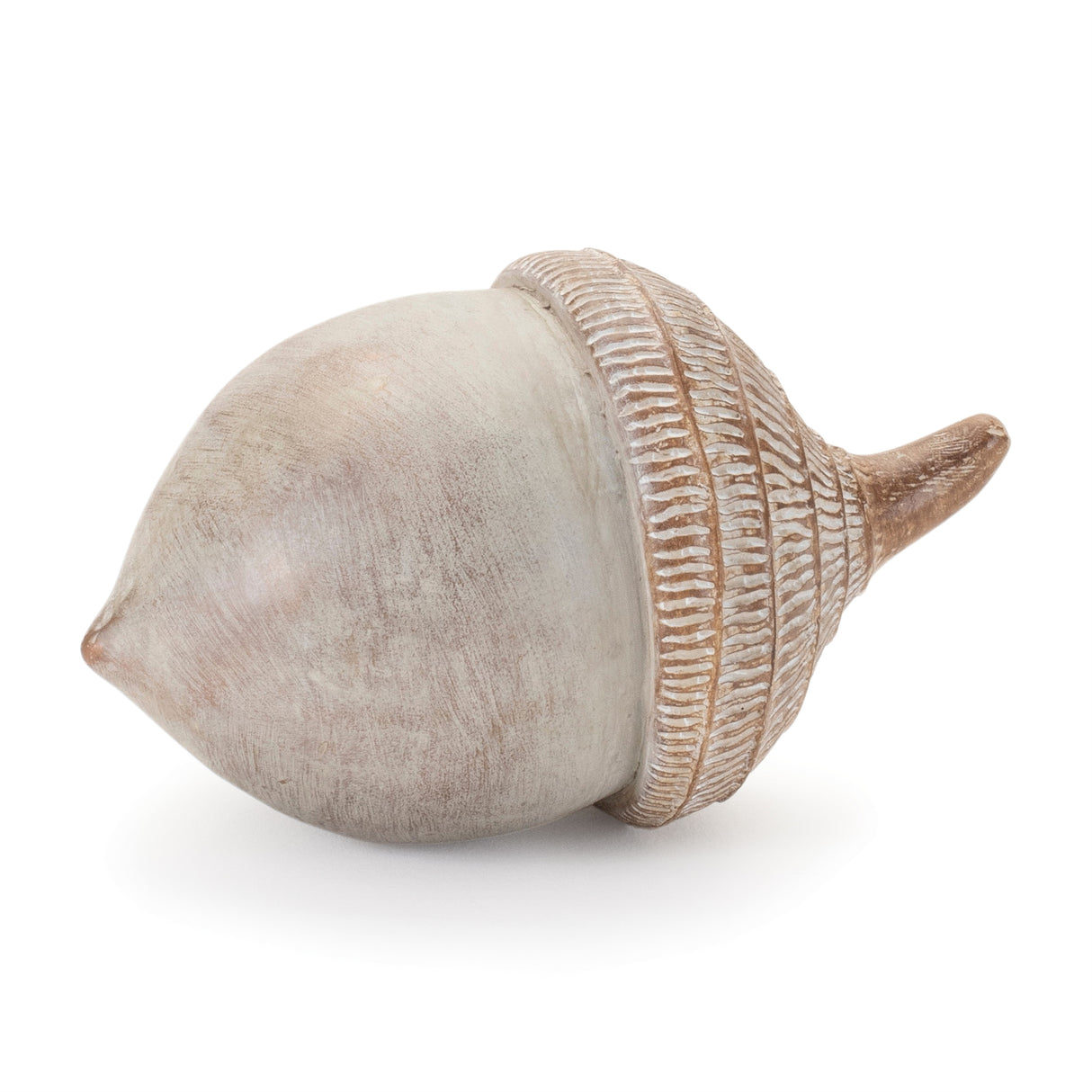 White washed etched acorn (set of 6)