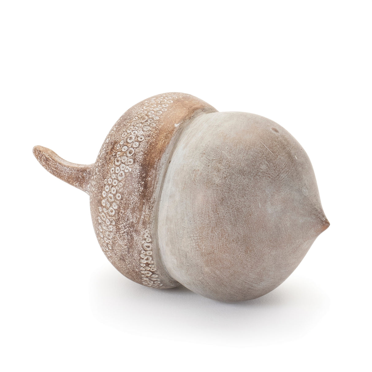 White washed etched acorn (set of 6)