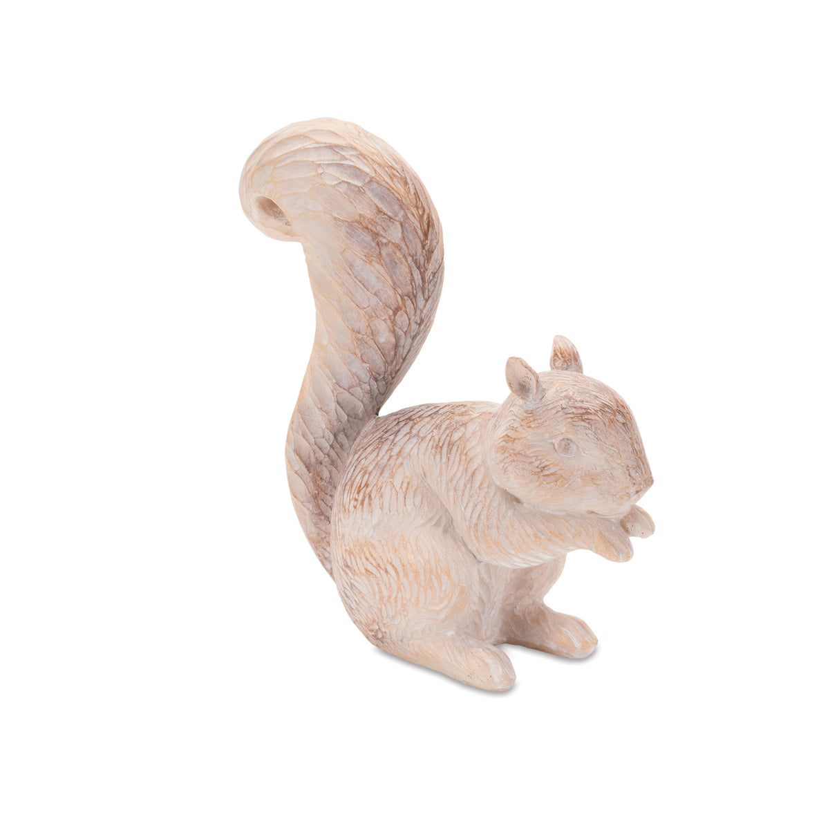 White washed etched squirrel figurine (set of 2)