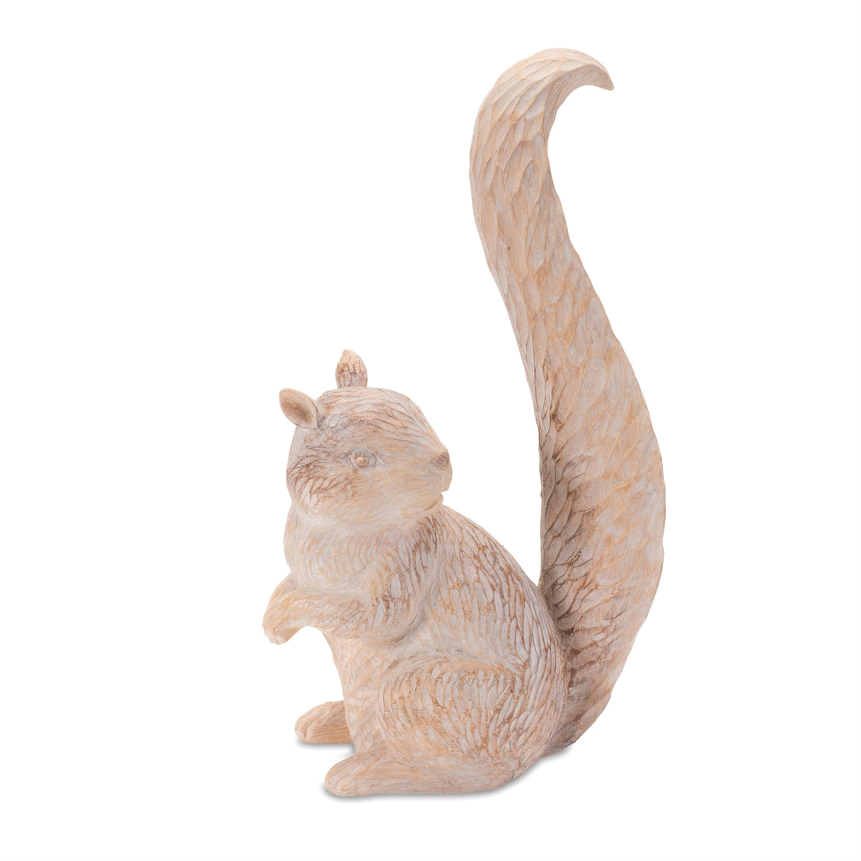 White washed etched squirrel figurine (set of 2)
