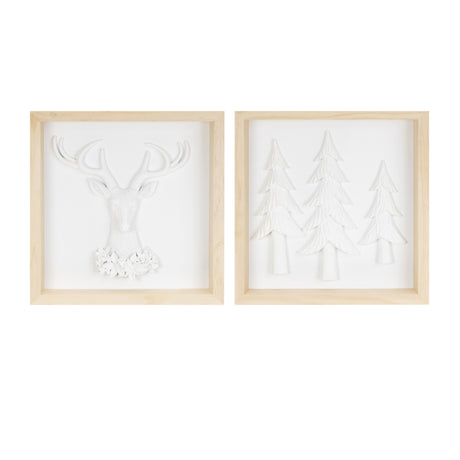 Framed-Holiday-Deer-and-Tree-Artwork-(Set-of-2)-Seasonal-&-Holiday-Decor