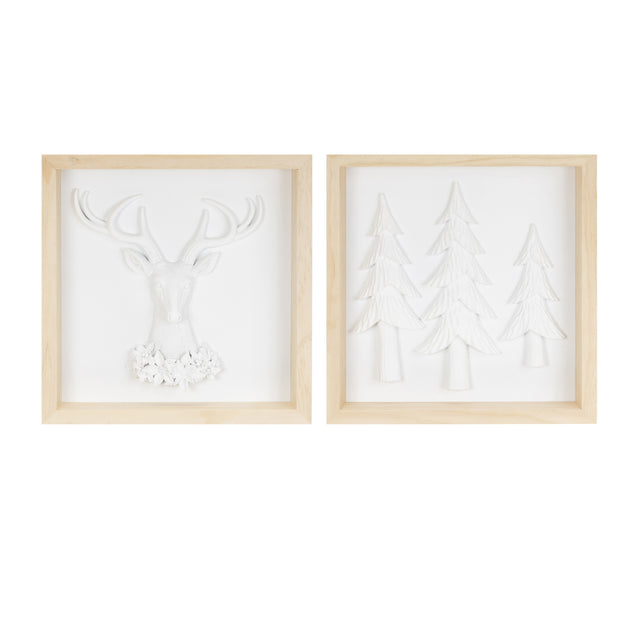 Framed-holiday-deer-and-tree-artwork-(set-of-2)-Seasonal-&-Holiday-Decor