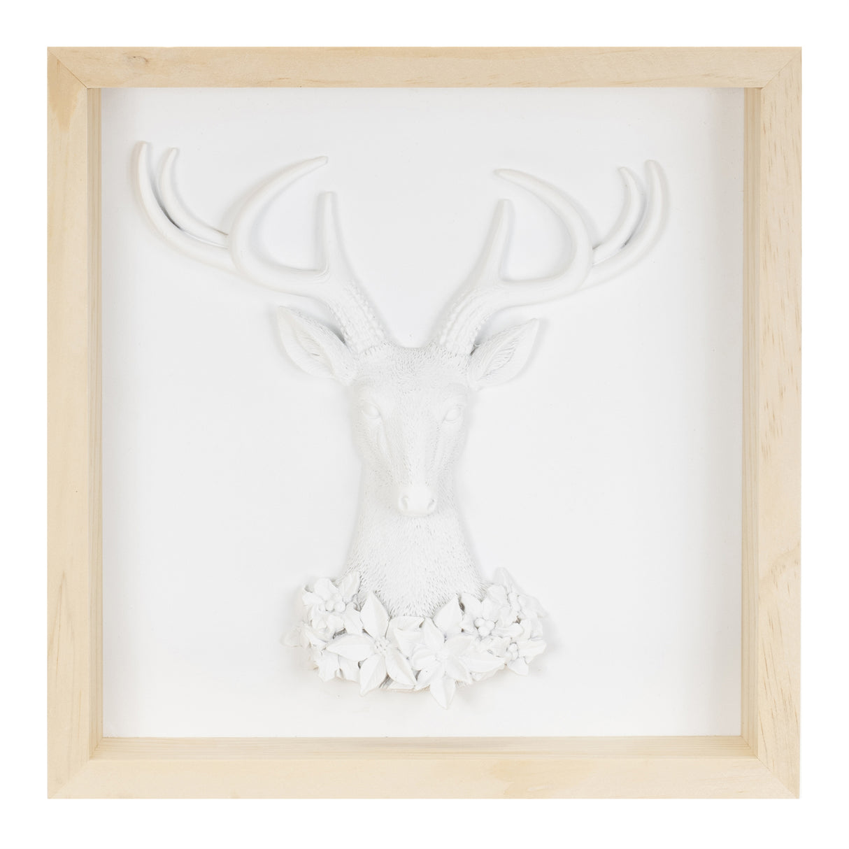 Framed holiday deer and tree artwork (set of 2)
