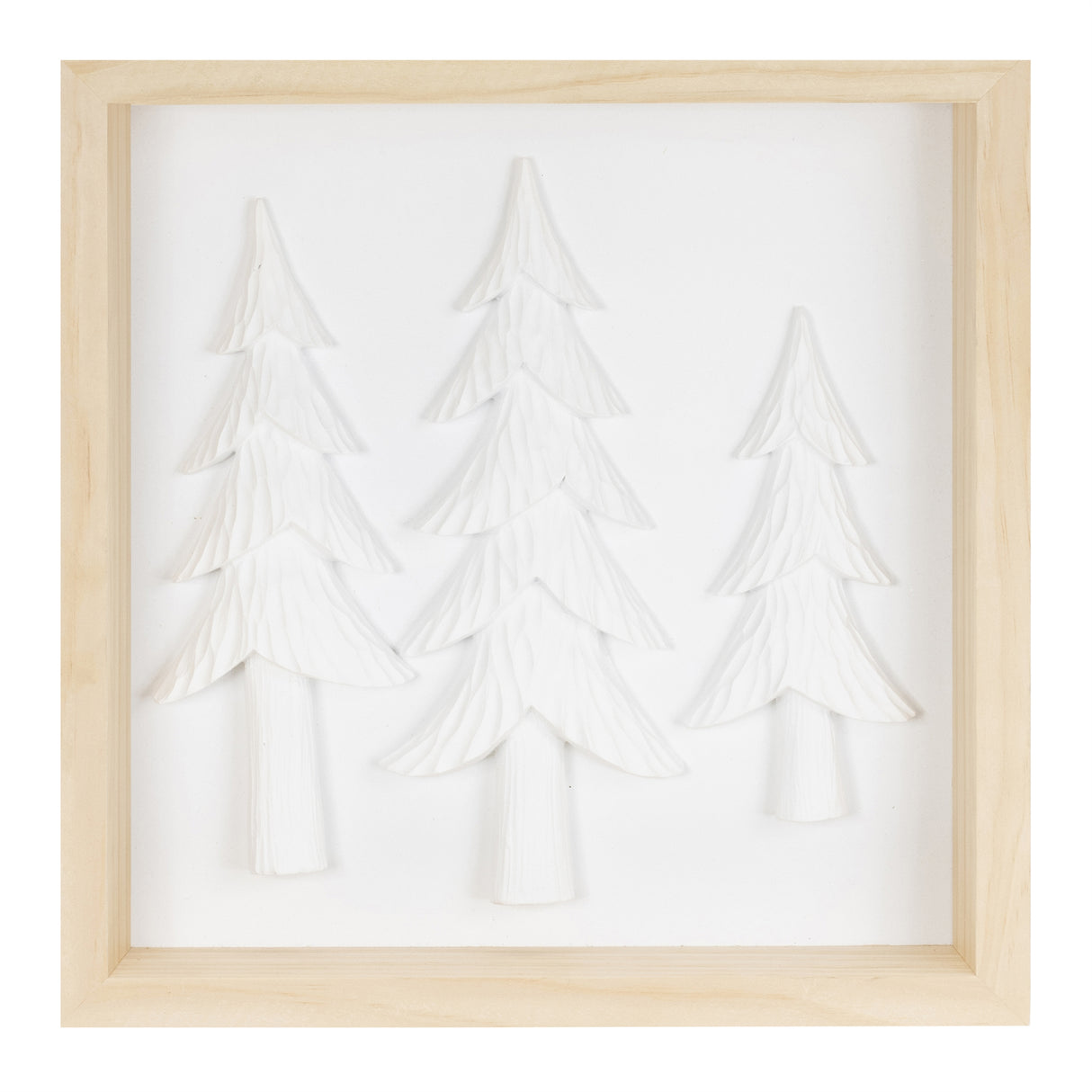 Framed holiday deer and tree artwork (set of 2)