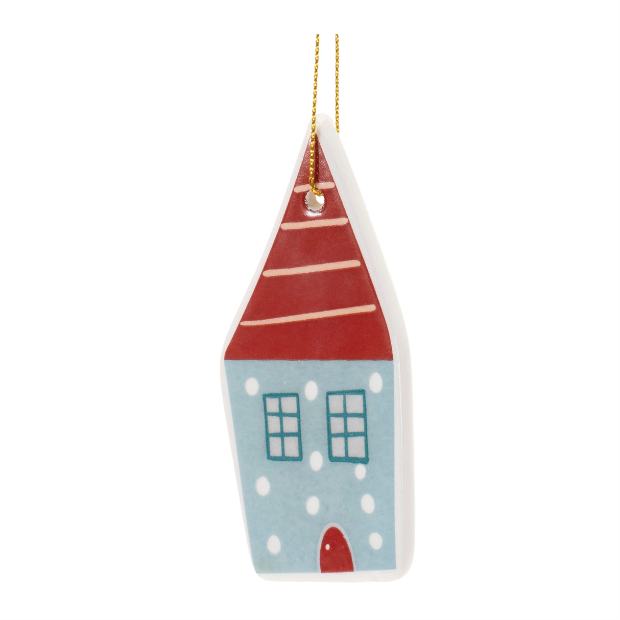 Ceramic winter house ornament (set of 12)