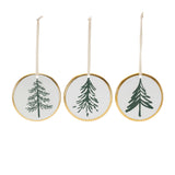 Ceramic pine tree disc ornament (set of 12)