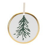 Ceramic pine tree disc ornament (set of 12)