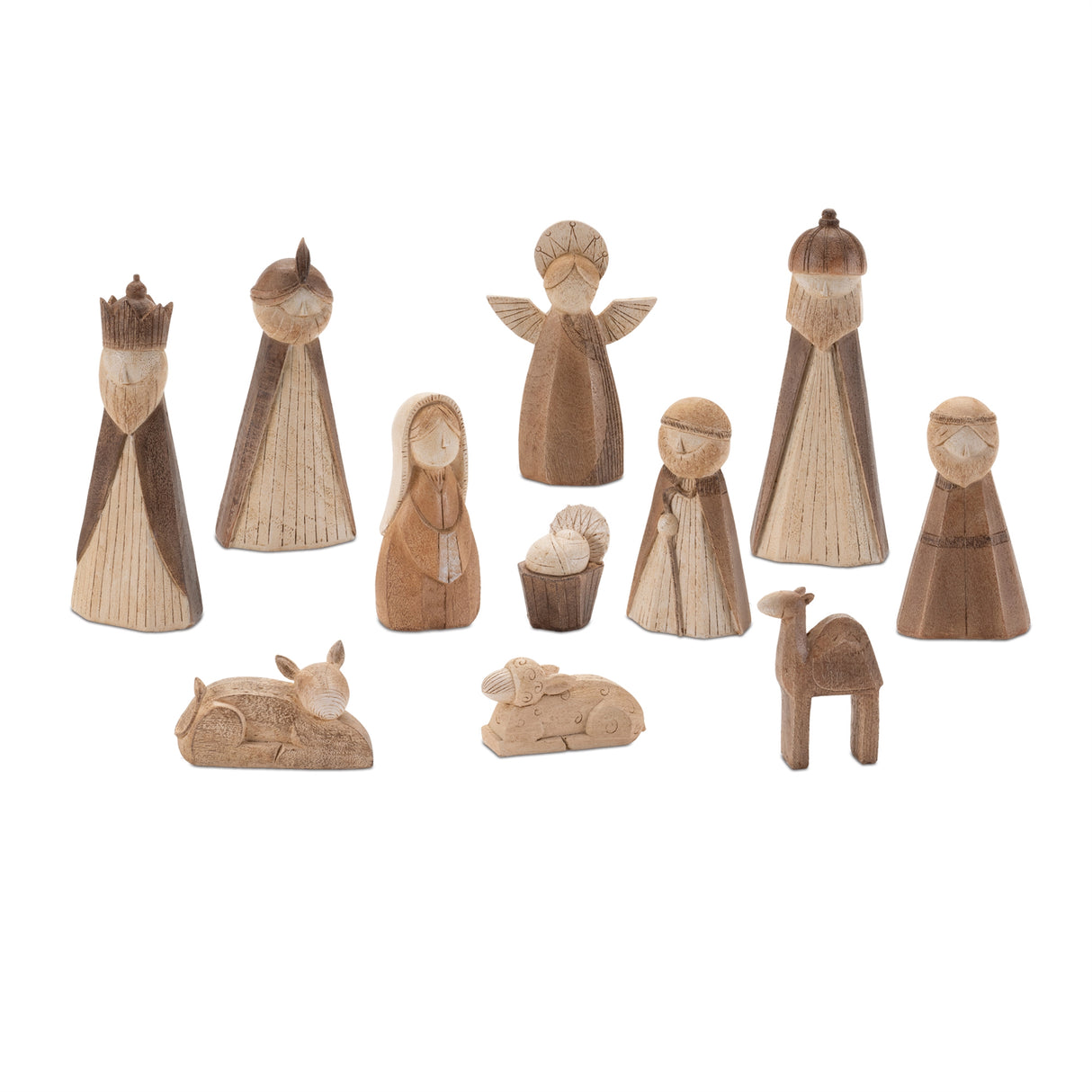 Modern holiday nativity figurines (set of 11)