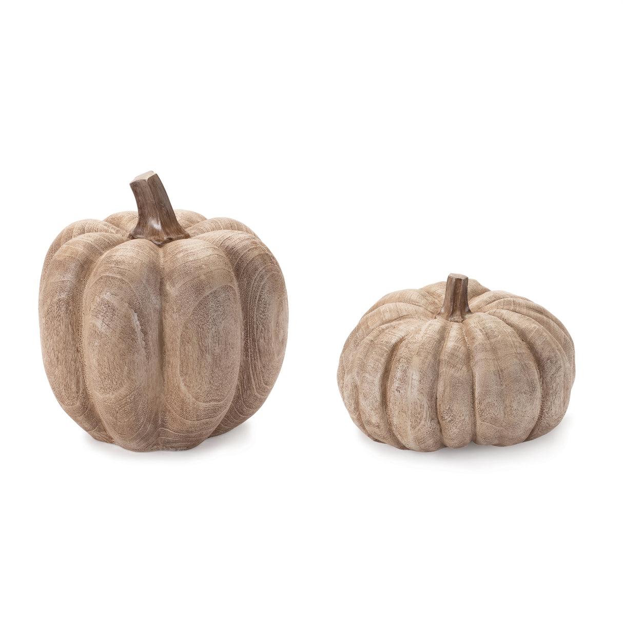 Wood grain design pumpkin décor (set of 2)