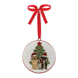 Dogs and christmas tree disc ornament (set of 12)
