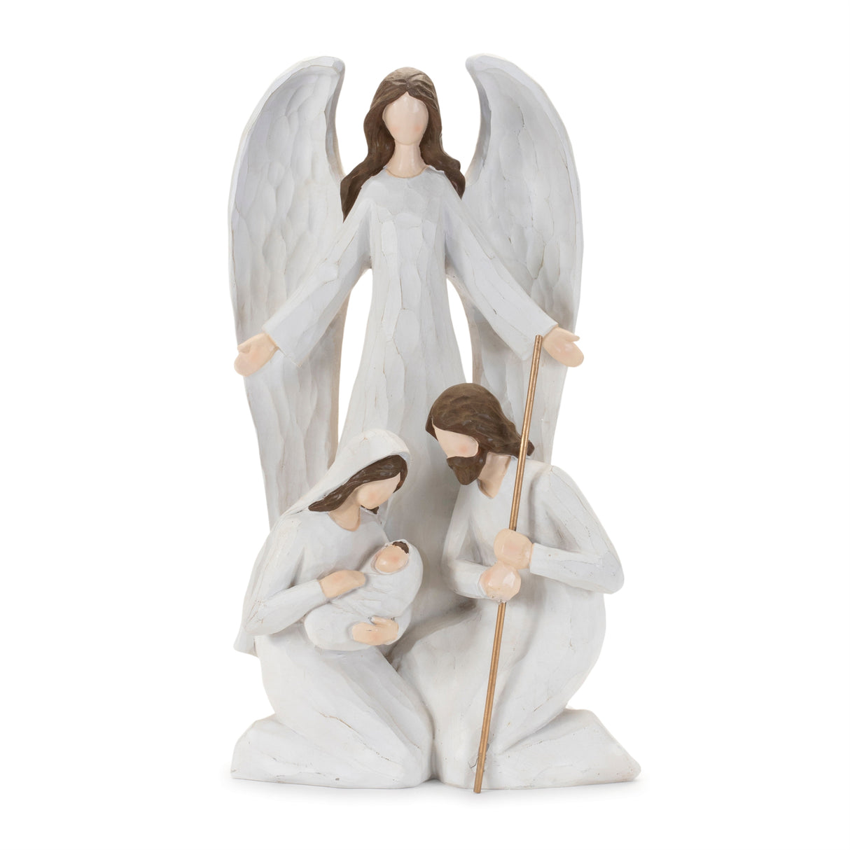 Holy family with angel statue 16"h