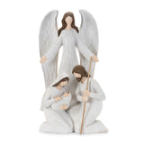Holy family with angel statue 16"h