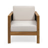 Outdoor Acacia Wood Club Chair With Wicker Accents