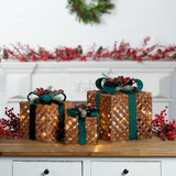 Led woven packages with bow arrangement (set of 3)