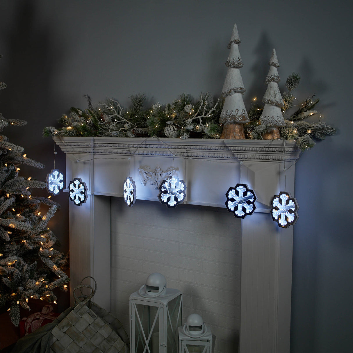Snowflake ekkolight garland 68"l