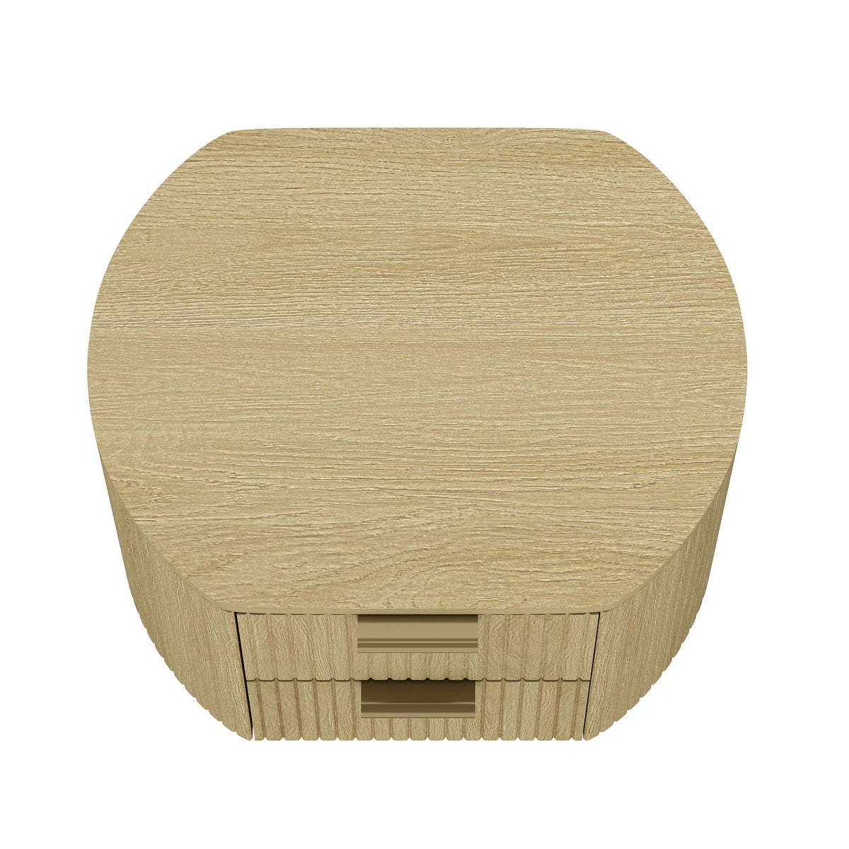 Oak Nightstand with Two Drawers and Ribbed Texture - Oak