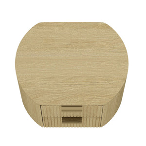 Oak Nightstand with Two Drawers and Ribbed Texture - Oak