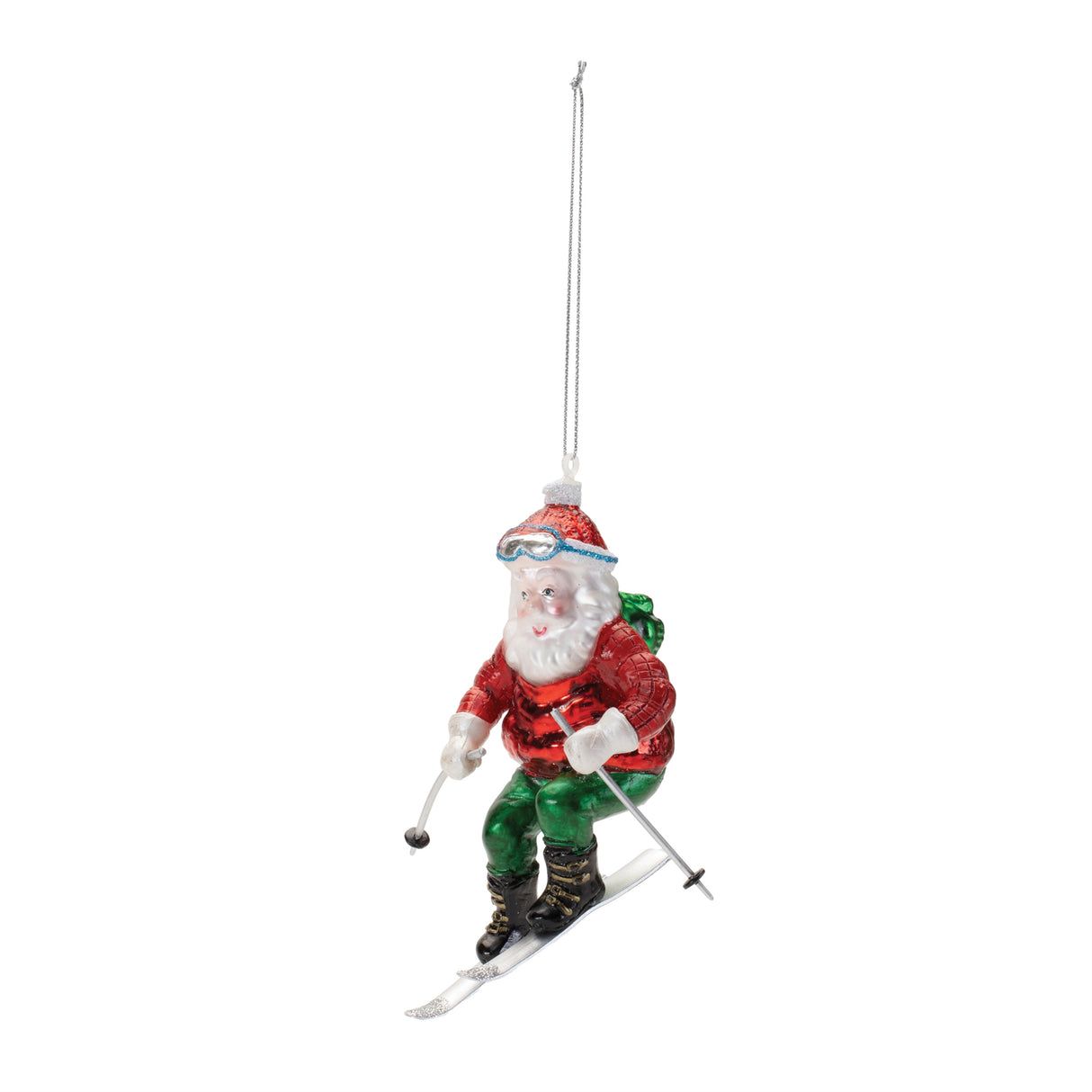 Glass skiing santa oranment (set of 6)