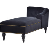 58" Velvet Chaise Lounge with Nailhead Trim and Solid Wood Legs