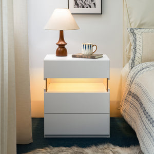 LED Nightstands with 3 Drawers