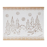 Carved wood winter village wall art 19"l