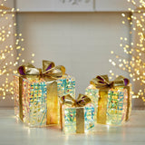 Led woven packages with bow (set of 3)