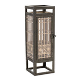 Cut out wood candle holder with iron frame 15"h