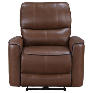 Denson - Upholstered Power Recliner Chair With USB Charging And Smooth Button Recline - Brown