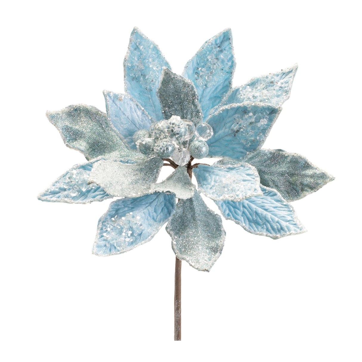 Beaded poinsettia flower stem (set of 2)