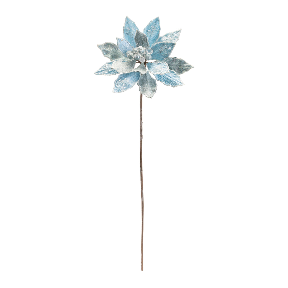 Beaded poinsettia flower stem (set of 2)