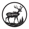 Cut metal merry christmas deer plaque 16"d