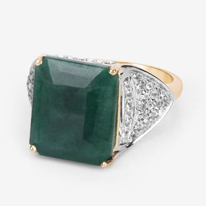 8.70 Carat Dyed Emerald and White Topaz .925 Sterling Silver Ring