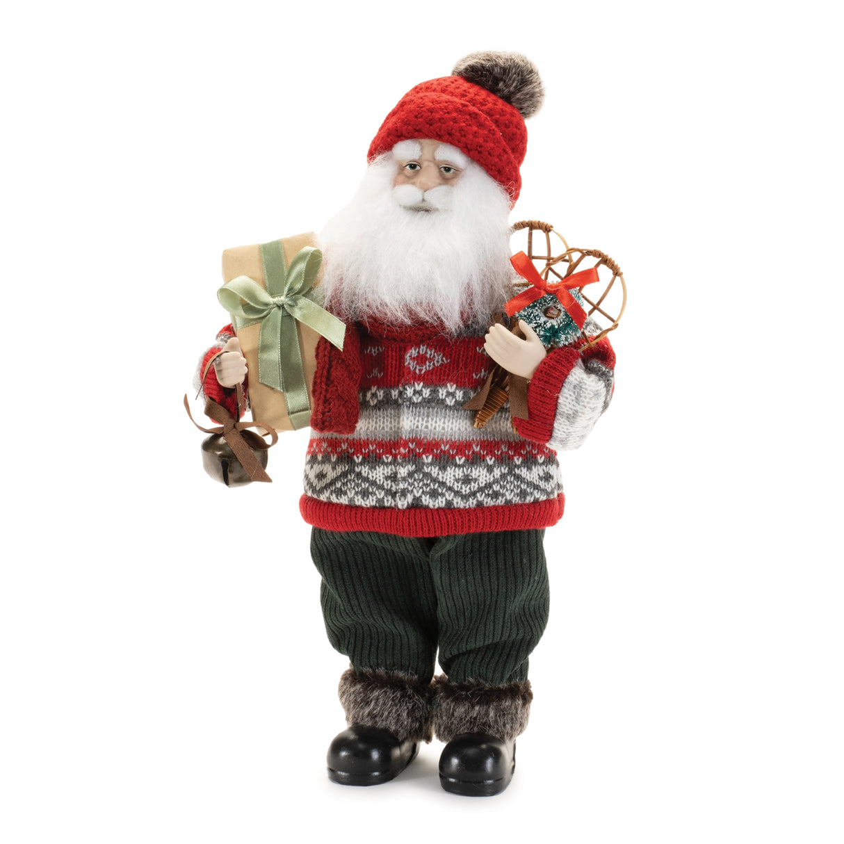Ski santa character with snow shoes 12.5"h