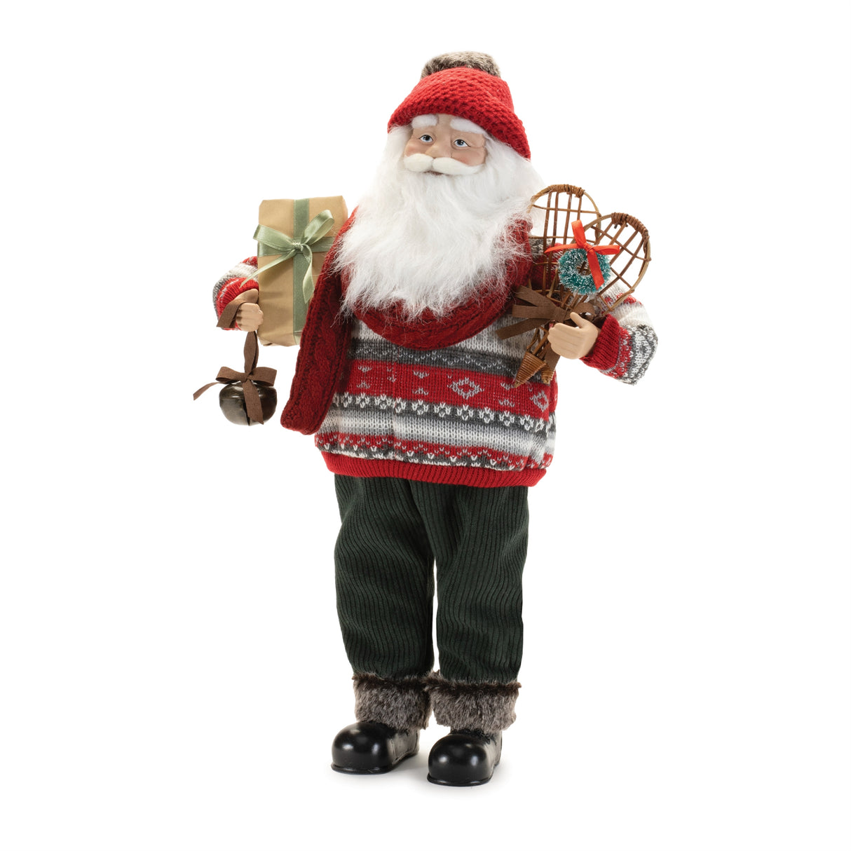 Ski santa character with snow shoes 12.5"h