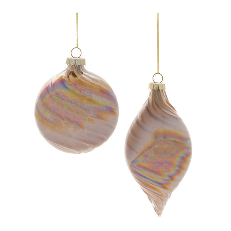 Iridescent Swirl Glass Ornament (Set of 12)