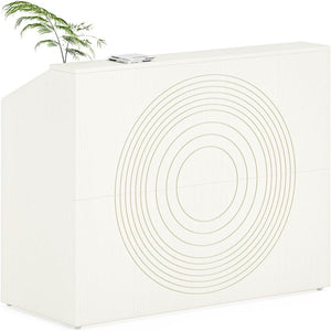 Modern Reception Desk, Front Desk Table With Cable Grommet & Privacy Panels