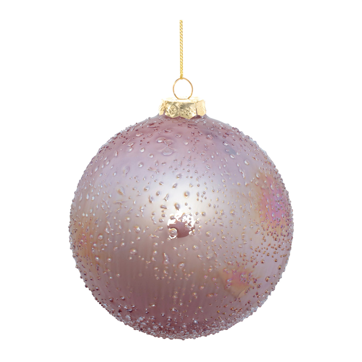 Iridescent beaded glass ornament (set of 4)