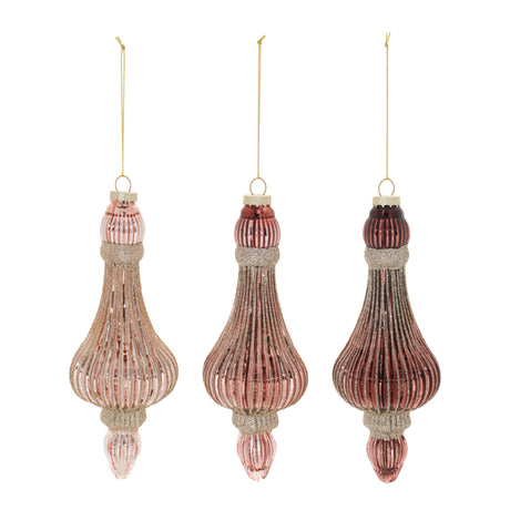 Ribbed glass drop ornament (set of 6)